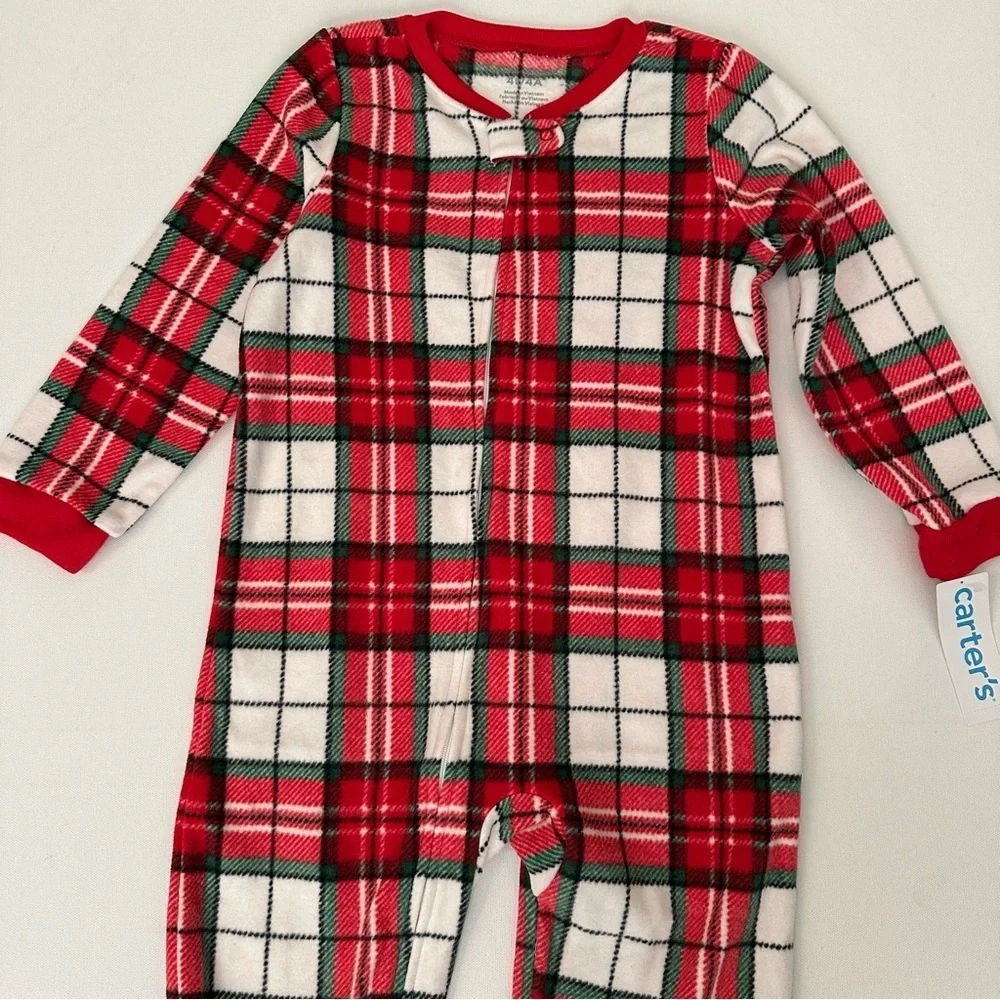 Carter's Red and White Plaid Footed One Piece Pajama Size 4T